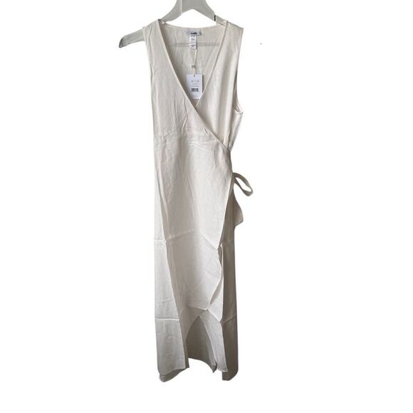 Andie The Maxi Wrap Dress Linen‎ Coconut Women's Size Medium Summer Vacation NWT - Picture 4 of 13